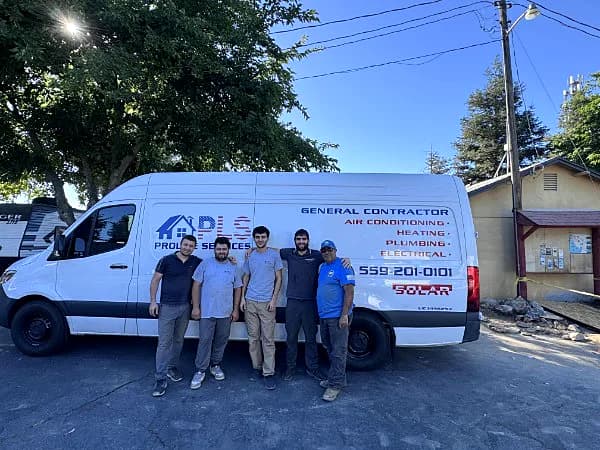 The ProLine Services crew standing in front of their work van